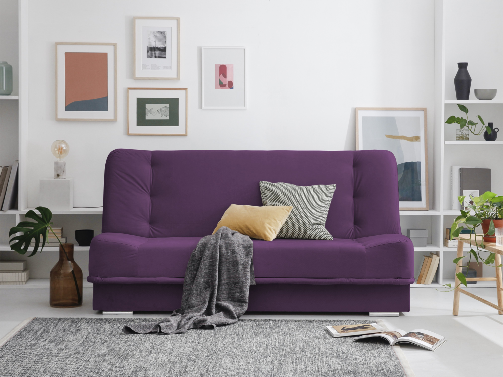 SOFA WITH BED ANDRE - 3 SEATS PASTEL LILAC