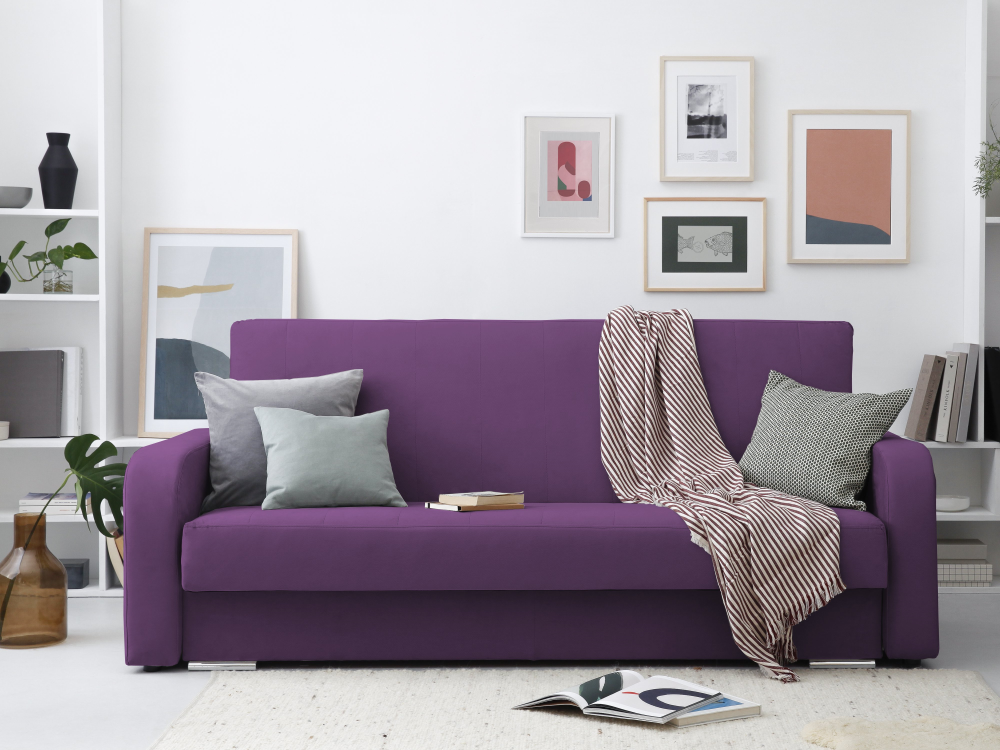 SOFA WITH BED HENRI - 3 SEATS LILAC