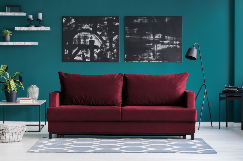 SOFA WITH BED FREDERIC - 3 SEATS RED WINE