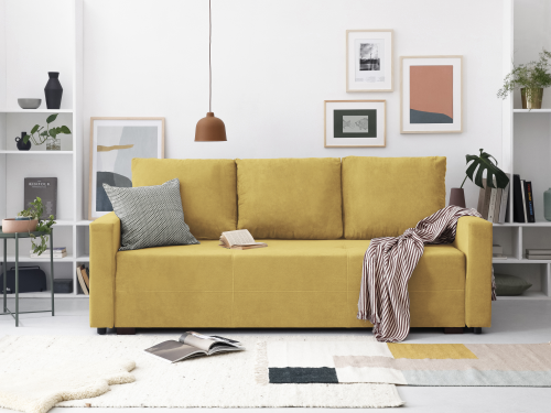 SOFA WITH BED FRANCISCO - 3 SEATS YELLOW