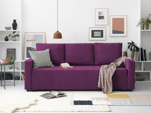 SOFA WITH BED FRANCISCO - 3 SEATS PURPLE