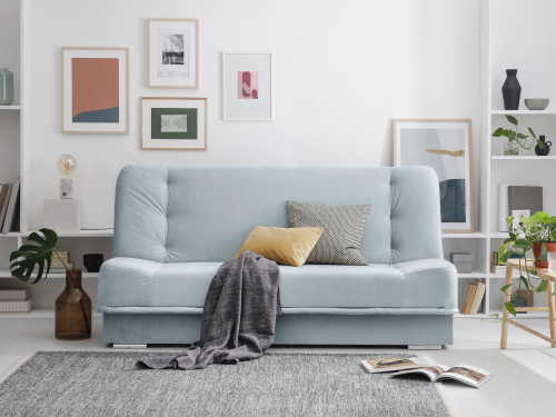SOFA WITH BED ANDRE - 3 SEATS PASTEL BLUE