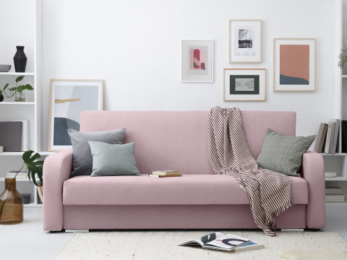 SOFA WITH BED HENRI - 3 SEATS PINK