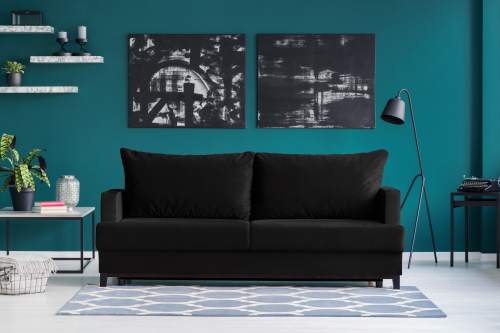 SOFA WITH BED FREDERIC - 3 SEATS BLACK